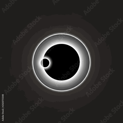 Foto Abstract representation of a black hole and accretion disk with a small companio