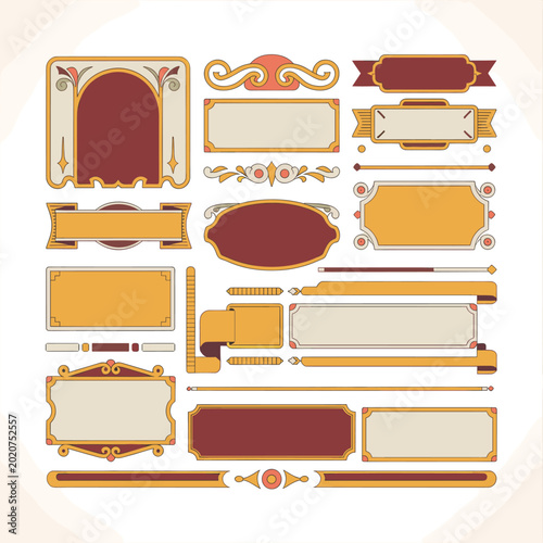 Set of 20 Vintage Ornate Banner and Frame Vector Elements