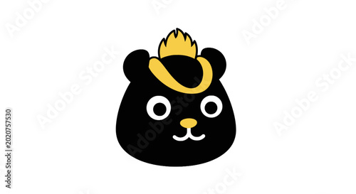 Bild auf Leinwand Black bear wearing yellow hat.