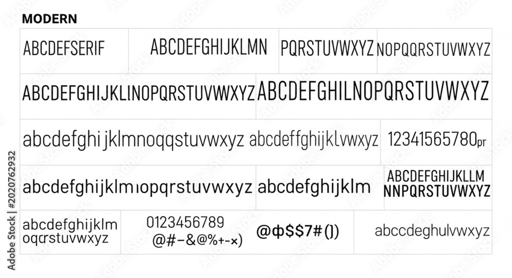 Φωτογραφία Modern Typography Font Samples Alphabet and Numbers Display.