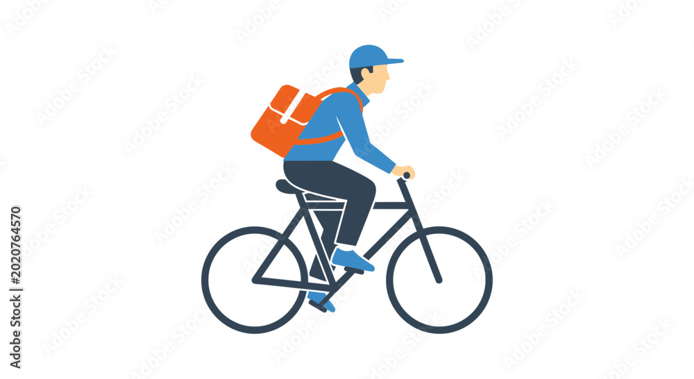 Fototapeta premium Man riding bicycle with food delivery.