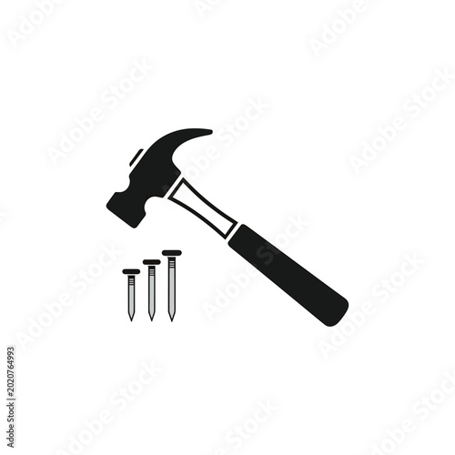 Hammer and Nails for Construction Tools