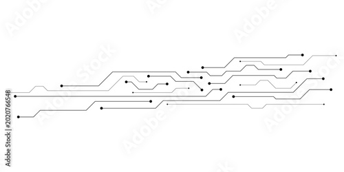 Abstract circuit board lines and dots on a white background with transparent background