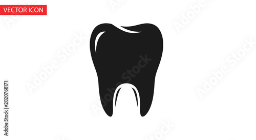 Black Tooth Icon Dental Symbol.