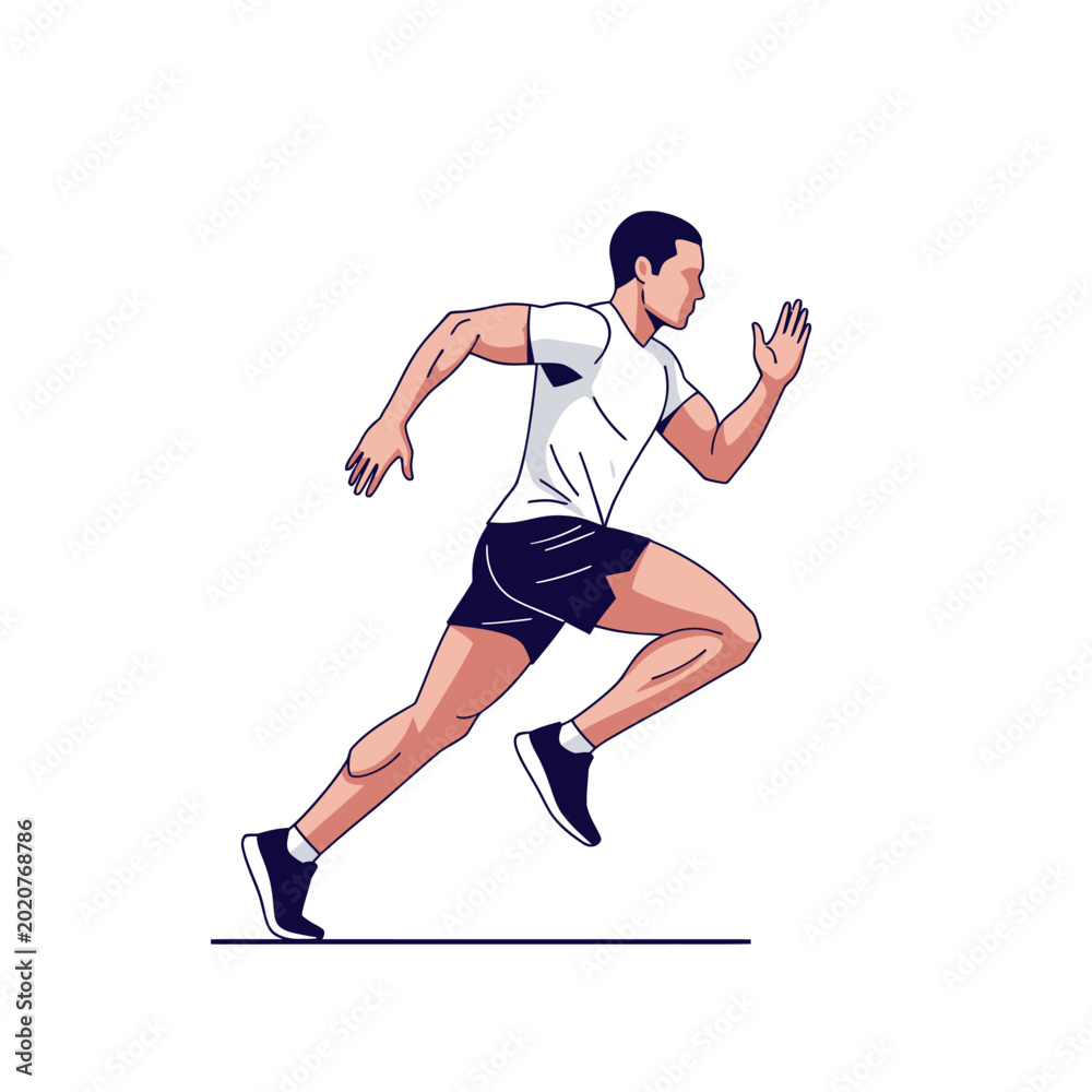 Obraz premium Running Man Exercising for Health and Wellness Activity Illustration