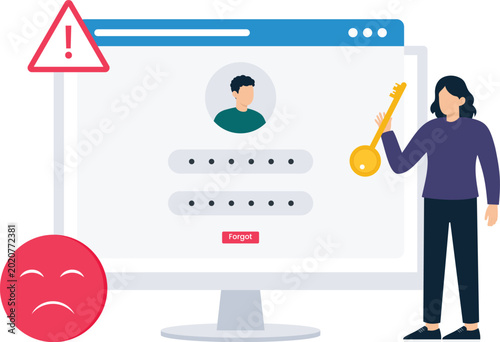 Tableau sur toile Login error password security access denied digital authentication forgotten key