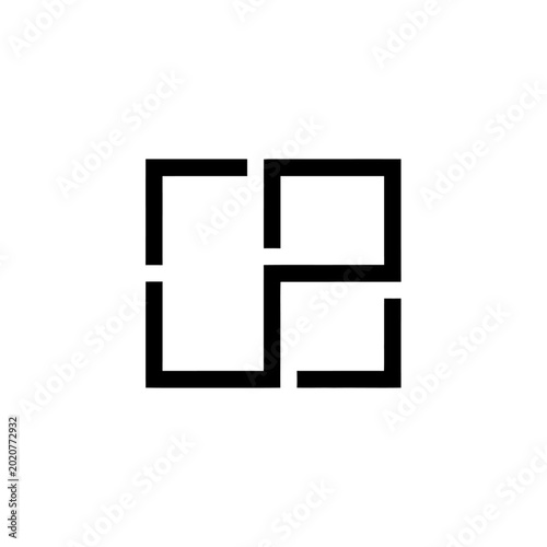 Abstract black geometric square logo design on white background