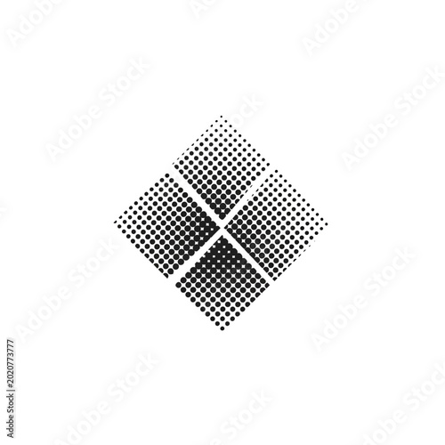 Abstract black halftone dotted diamond shape design element