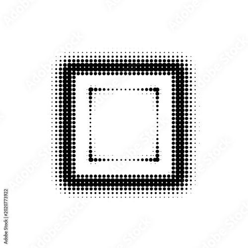 Abstract black halftone square frame on white background