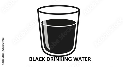 Fotografie Black Water in Glass Cup.