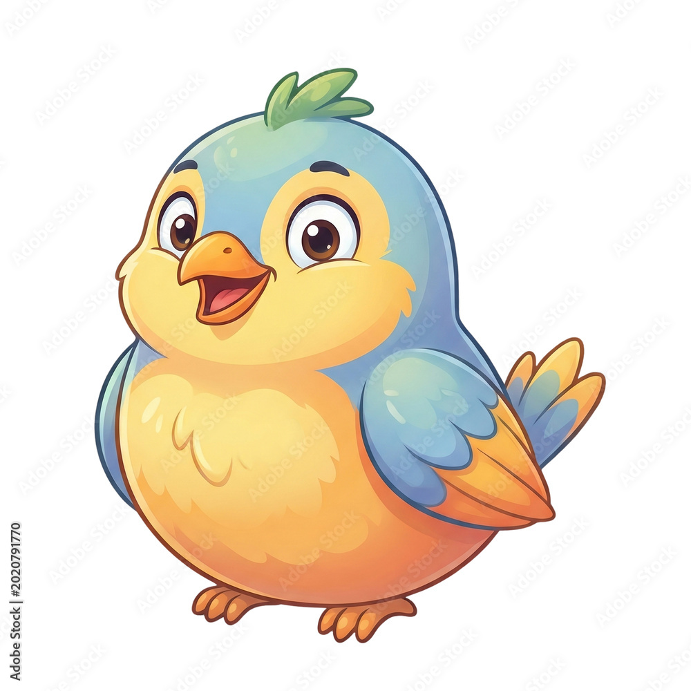 Fototapeta premium Sweet Cartoon Bird Mascot with Transparent Background