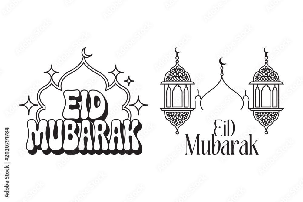 Fototapeta premium Beautiful Poster Element With Detailed Lantern Art For Eid Mubarak.