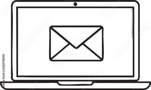 Email, laptop icon, computer symbol, mail message, online communication
