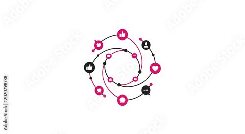 Network Connection Flow Diagram Circles.
