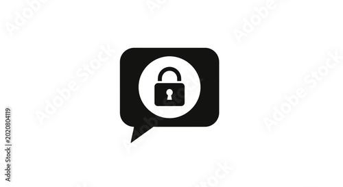 Padlock Icon in Speech Bubble.