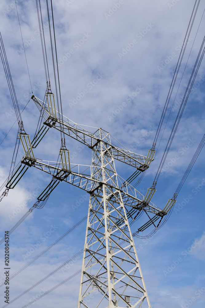 Fototapeta premium igh tension power tower and cables