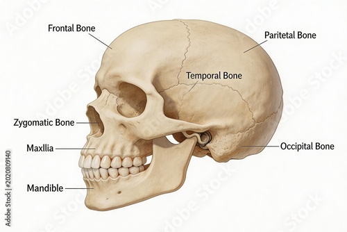 Human skull bone structure diagram