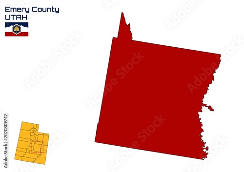 Foto Emery County Map, Utah State, USA