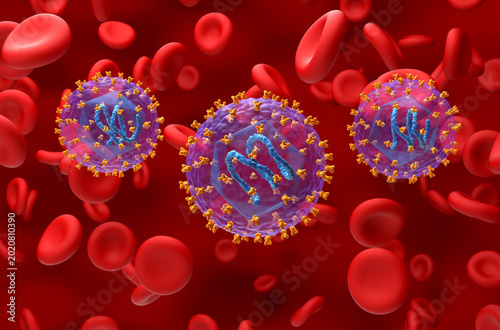 Canvas Print Epstein-Barr virus (EBV) - semi closeup view 3d illustration