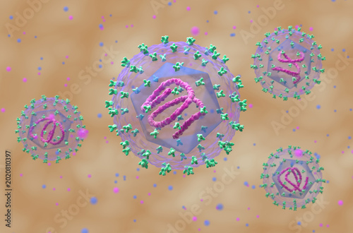 Quadro su tela Epstein-Barr virus (EBV) - closeup view 3d illustration