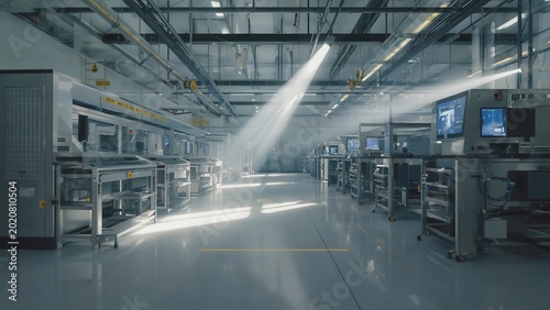 Large Industrial Factory Interior With Machinery