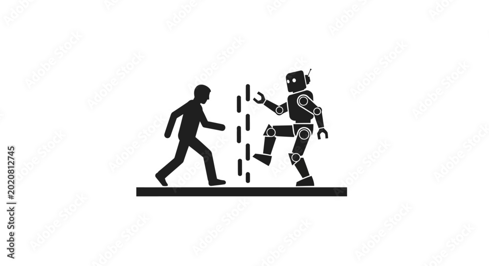 Foto Robot and human in confrontation.