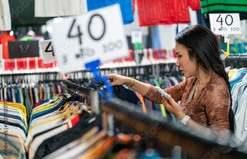 Canvastavla Thai Girl Shopping at Night Market