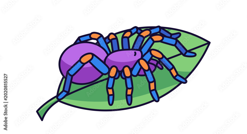 Fotografie Cartoon Spider on Leaf