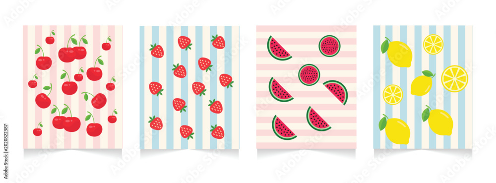 Φωτογραφία Collection of abstract fruit poster