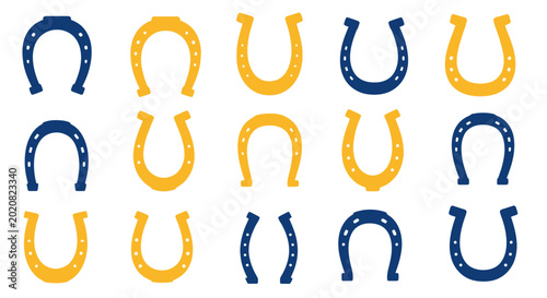 Foto Lucky Horseshoe Collection: Blue and Yellow Symbols of Good Fortune