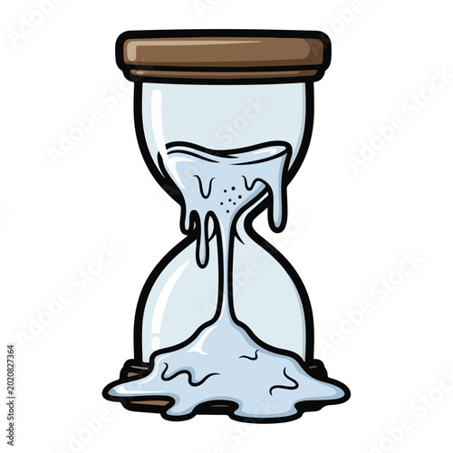 Melting Hourglass with Dripping Sand on White Background