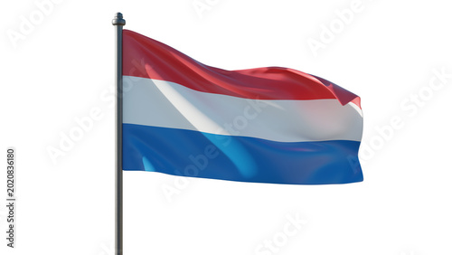 Netherlands flag isolated on white, transparent. Dutch sign symbol, Holland National Holiday celebration, 3d