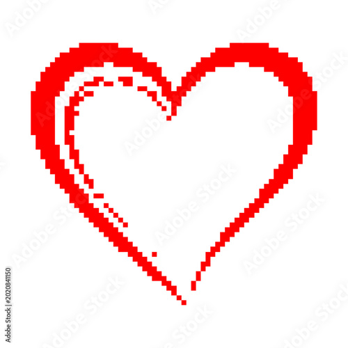 Red pixel art heart shape icon
