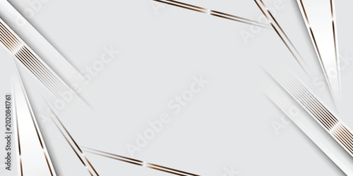 Schilderij op canvas Luxury abstract white and grey background featuring elegant golden diagonal stripes and sparkling light effects