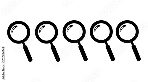 Canvastavla Row of five simple hand-drawn magnifying glass icons for search and discovery