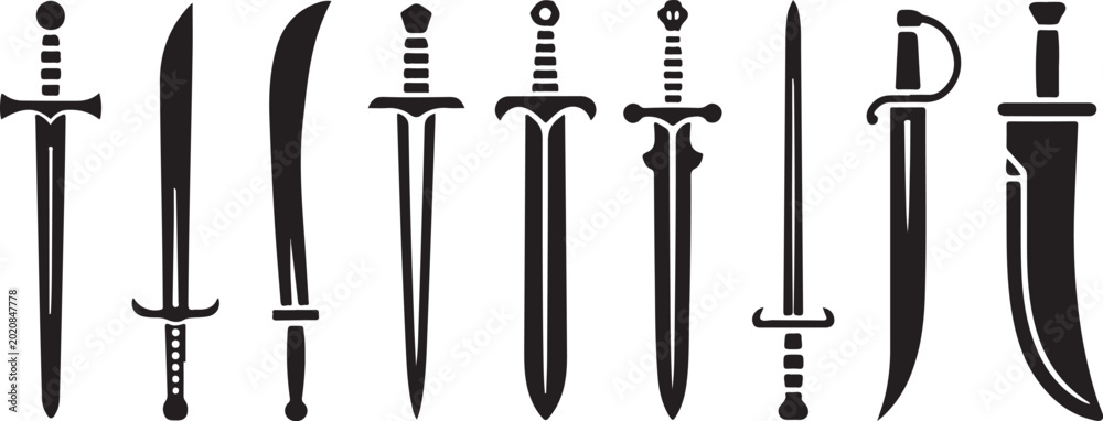 Foto Assorted medieval swords illustration set