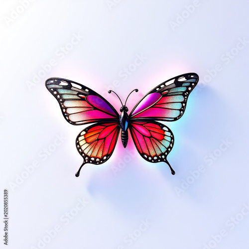 Colorful Butterfly Close-up on White Background