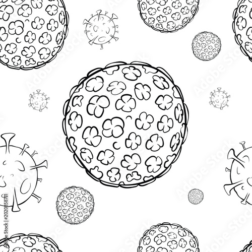 Hand Drawn Hantavirus Seamless Pattern Illustration Isolated White Background