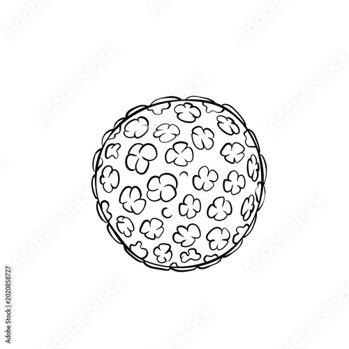 Hand Drawn Hantavirus Particle with Surface Protein Pattern Illustration Isolated White Background