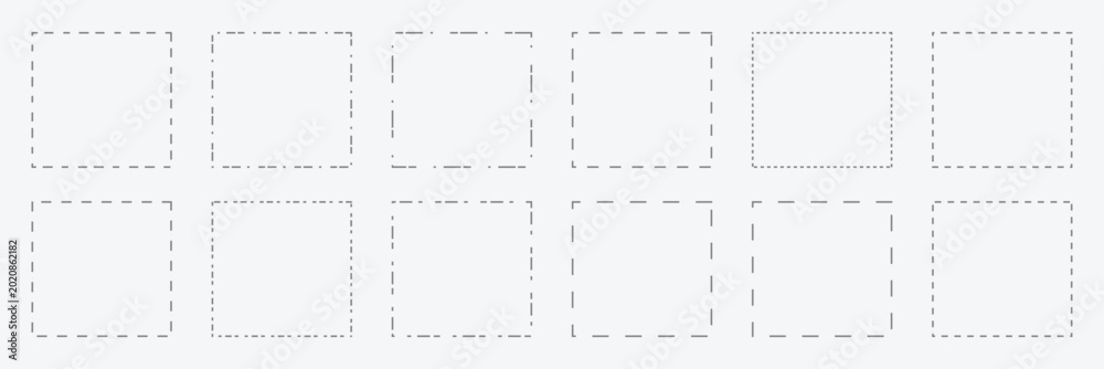 Photography Set of rectangle shapes with dashed lines