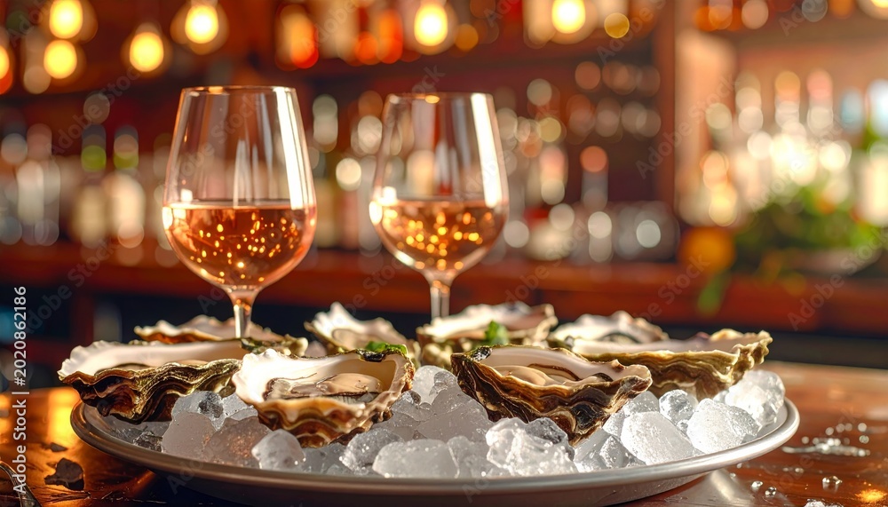 Fototapeta premium A luxury Christmas dinner table setting featuring crystal champagne glasses and gourmet plates for a festive holiday celebration at a red and white themed restaurant