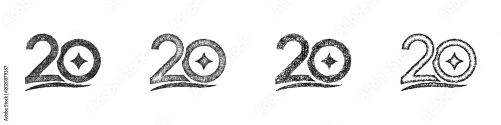 Fototapeta premium Sketch number 20 logo design set