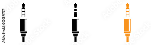 Audio jack connectors illustration 3 5mm trs plugs in black and orange vector graphics