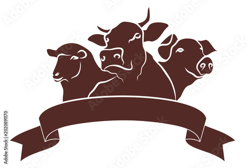 The symbol of farm with cows, pigs and sheep.