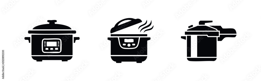 Εκτύπωση καμβά Multi Cooker and Pressure Cooker Icons for Modern Kitchens