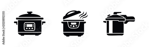 Foto Multi Cooker and Pressure Cooker Icons for Modern Kitchens