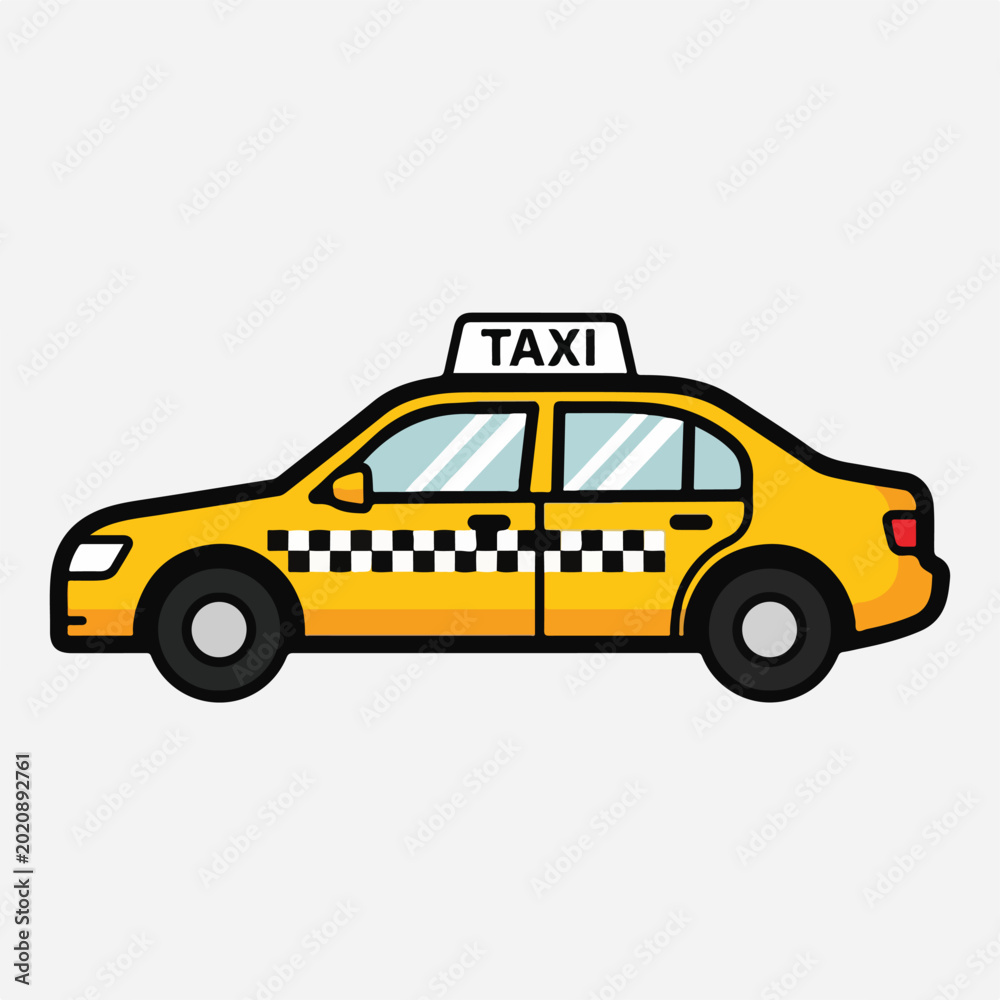 Fototapeta premium Yellow taxi car with checkered pattern