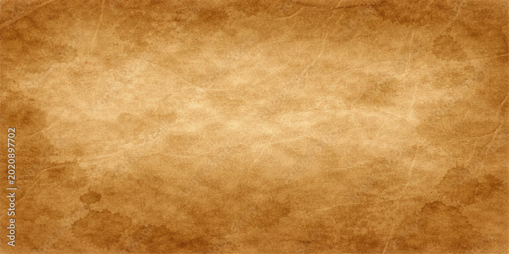 Fototapeta premium Ancient vintage parchment with a stained grunge texture provides a worn brown paper background and aged antique surface for a retro design