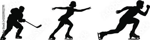 Canvas Print Hockey vector silhouette ice skating sports illustrations