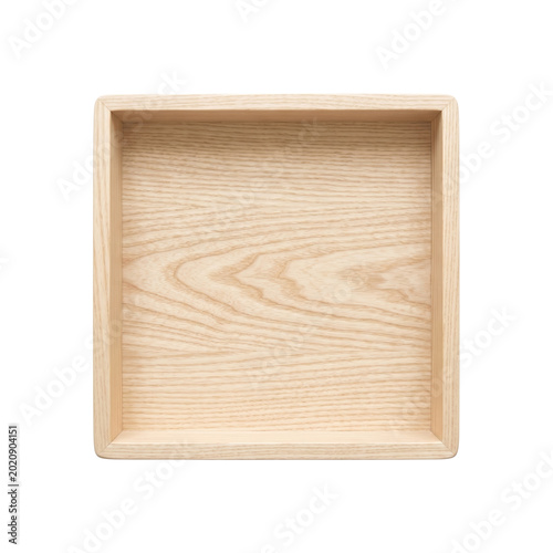 Tableau sur toile Empty square natural wooden tray for home organization